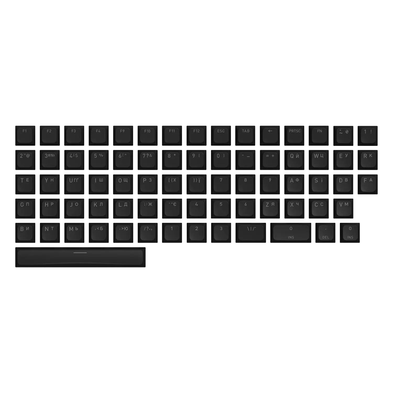 Комплект кейкапів профілю OMA для розкладок ANSI/ISO (частина А)