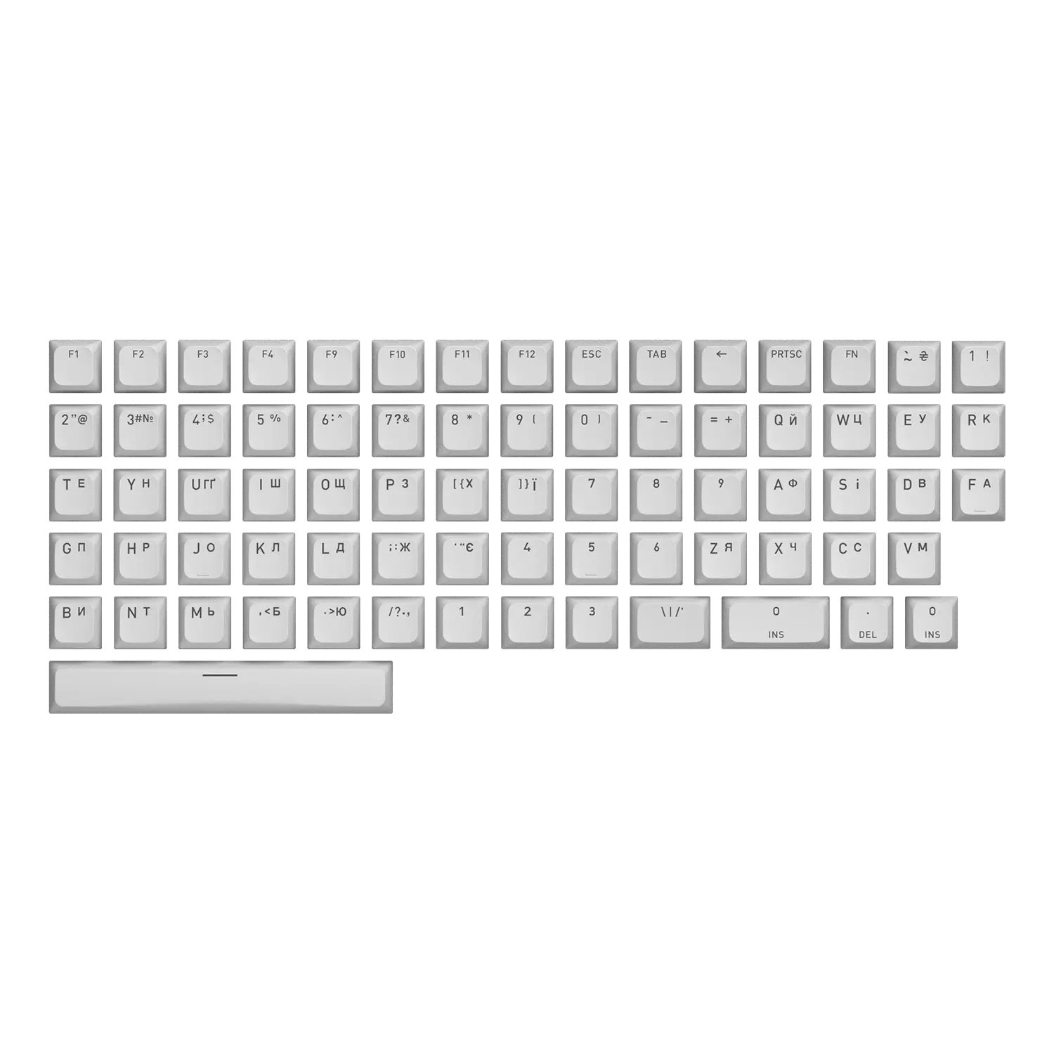 Комплект кейкапів профілю OMA для розкладок ANSI/ISO (частина А)
